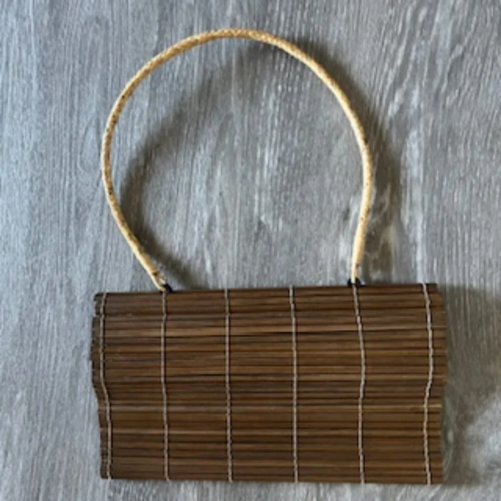 🧡3/15 Natural Bamboo Handbag with Strap